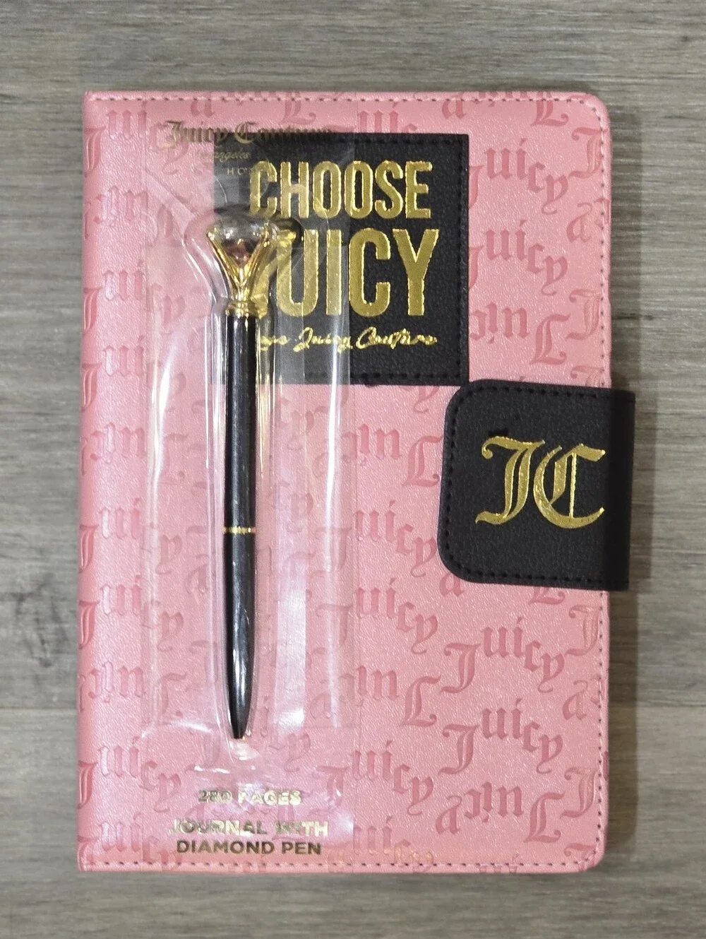 Juicy Couture Home Choose Juicy Logo Embossed Journal w/ Diamond-Tip Pen